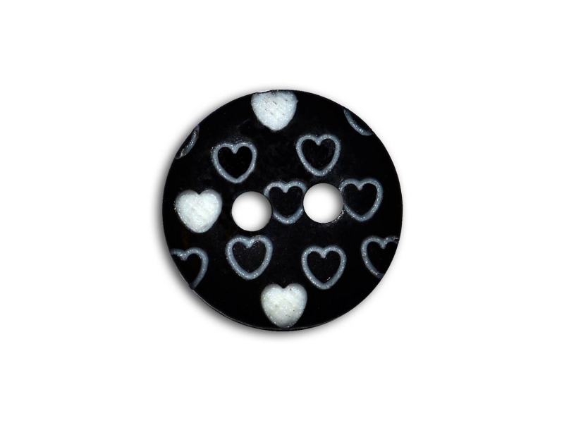 Boton Poliester Escoses pajaro Corazones y Rallado