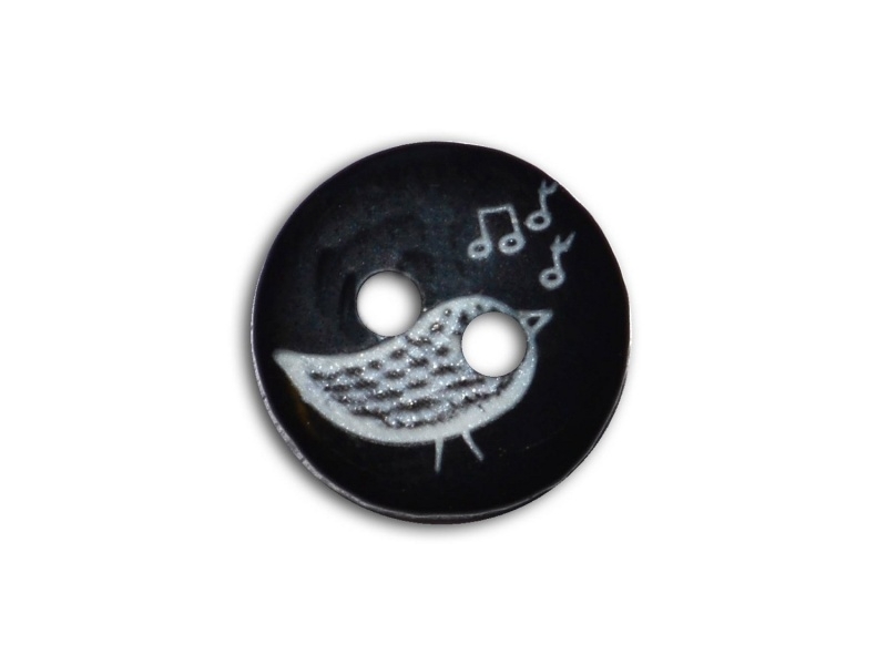 Boton Poliester Escoses pajaro Corazones y Rallado
